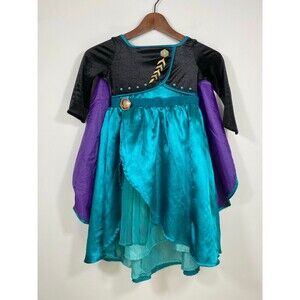 Disney Frozen Anna Costume Dress Girls Teal Black Long Sleeve XS